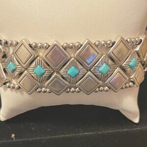 Brighton Silver and Turquoise Stretch Bracelet